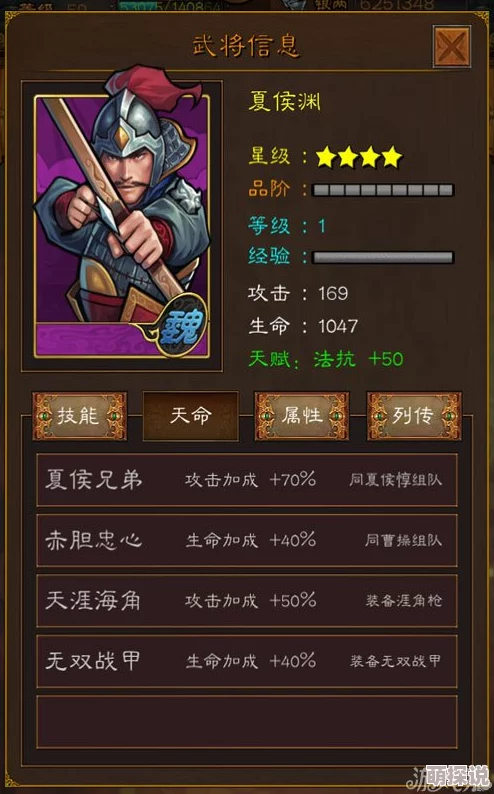萌将三国夏侯渊介绍：魏国三星神将，擅长千里奔袭的忠义良将之传奇